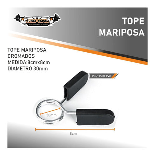 Tope Mariposa Imp Barra Mancuernas 30mm X2 Unidades Gym P 1