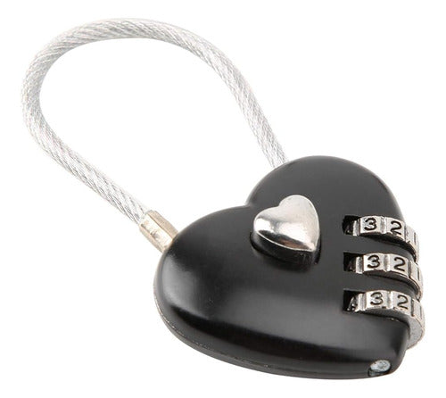 Rosojodg Mini Compact Heart-shaped Black Code Lock 0