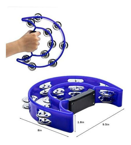 Musfunny Double Row Tambourine with 20 Pairs of Jingles - Blue 4