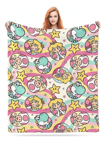 ~? Super Girl Princess Peach Blanket Girl Gamer Kids Throw B 0