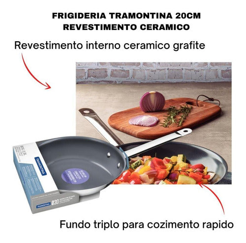 Frigideiras Inox Indução Fundo Triplo Antiaderent Tramontina 2