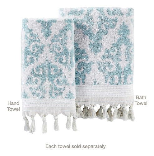 SKL Home Mirage Fringe Bath Towel 100% Turkish Cotton, Aqua 1