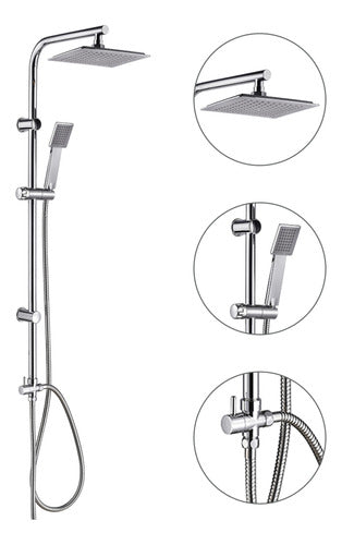 Perfect Italy Square Shower Column Black Showerhead Chrome Bar 3