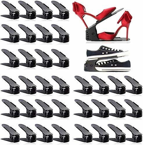 Shoe Slots Organizer 36 Pack, Adjustable Double Layer Stack Shoe Rack 0