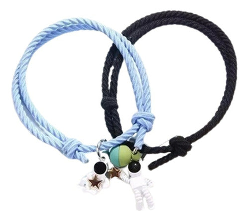 Burdah Pulsera Novios Pareja Amistad Astronauta Negro Y Celeste 2x1 0