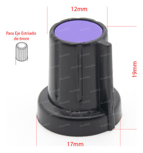 Violet 17mm x 19mm Splined Shaft Potentiometer Knob 1