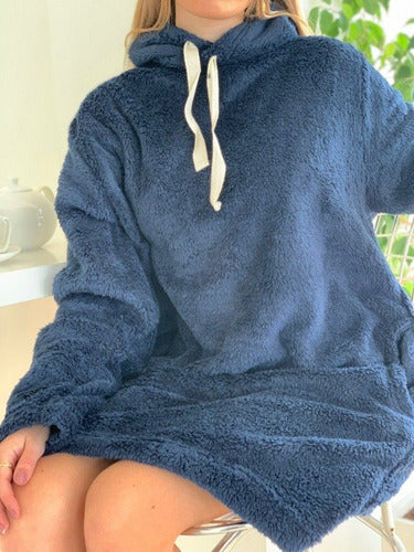 Maxi Teddy Sheepskin Double-Sided Plush Pajama Hoodie 98