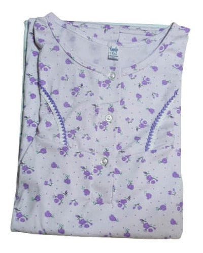 100% Cotton Nightgown with Short Floral Print Sleeves Size 60 to 64 2