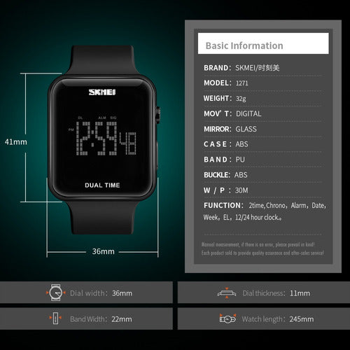 Skmei Digital Impact Watch for Men and Women 1271 7