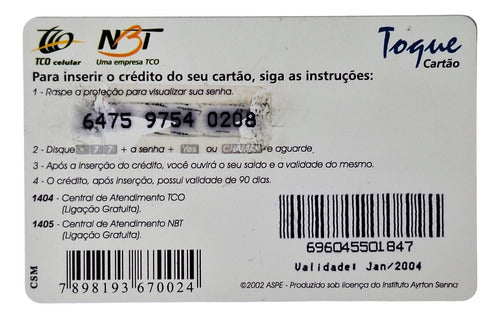 Ct78= Cartao Toque Ayrton Senna = Desc,5,00 Ver Abaixo 1