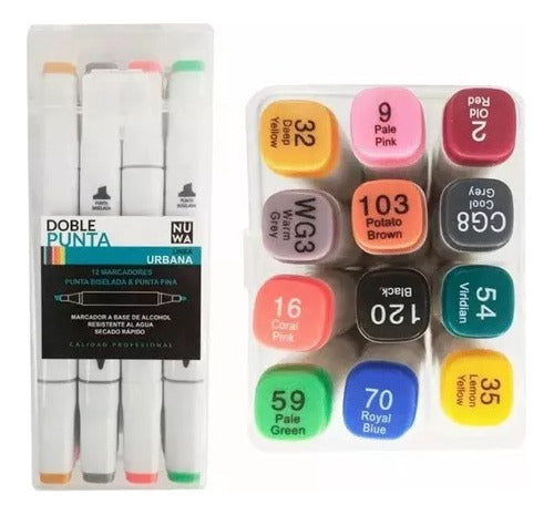 Nuwa 12-Pack Dual Tip Touch Classic Urban Marker Set 4