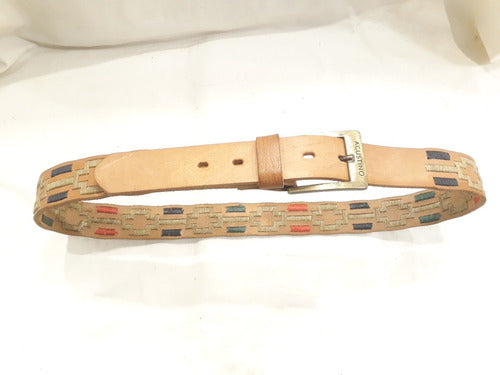 Agustino Cueros Leather Belt with Embroidered Pampa Design 2