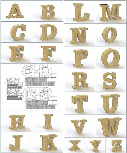 Vectores Corte  Laser - Letras 30 Cm 3d Para Mdf 3mm 1