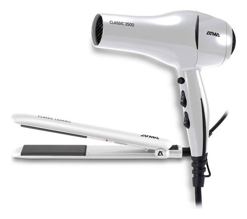 Atma Combo Secador 1800w + Planchita De Pelo Blanco Ck4015p 0