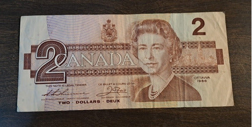 Canadá Billete 2 Dólares 1986. Usado !!!! 0