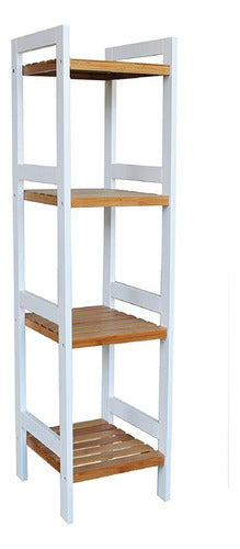 Bamboo White 4-Shelf Wooden Bookshelf 0