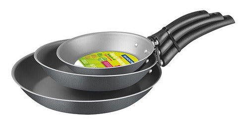 Tramontina Turim Black Kir 3-Piece Frying Pan Set of 16, 20, and 24 cm 1