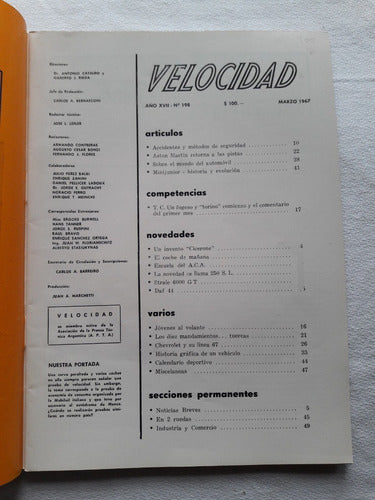 Revista Velocidad N° 198 Febrero 1967 Strale 6000 Gt Daf 44 1