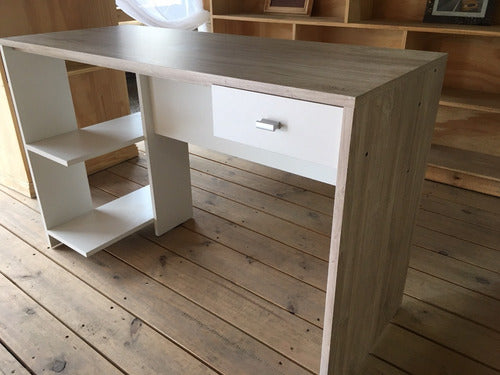Melamine Desk 120x50x77cm with Drawer and Shelves 5