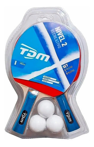 TDM Set 2 Paddles 3 Ping Pong Balls Level 2 Table Tennis 0