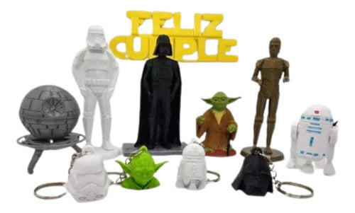 PALMERA 3D Star Wars Cake Decoration + Name + 15 Keychain Souvenirs 0