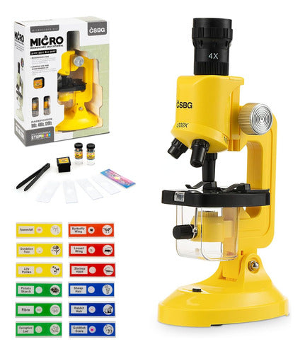 Little World Microscope Beginner with LED, Magnification 100X, 400X, and 1200X 0