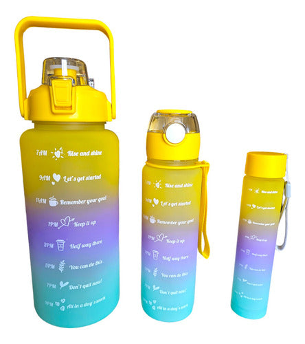 Set of 3 Motivational Sports Water Bottles with Time Tracker 97