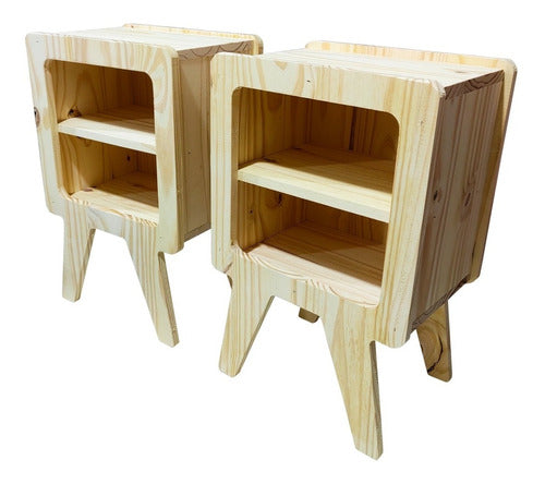 Set of Nordic Design Wooden Bedside Tables 0