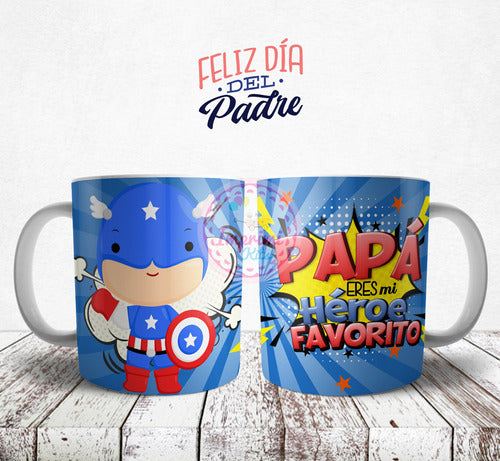 Plantillas Tazas Día Del Padre Super Papá Superheroe Sublima 6