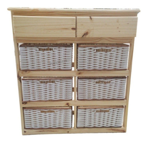 6-Drawer Storage Unit Pine with 6 Wicker Baskets Free Shipping + 2 Pine 3