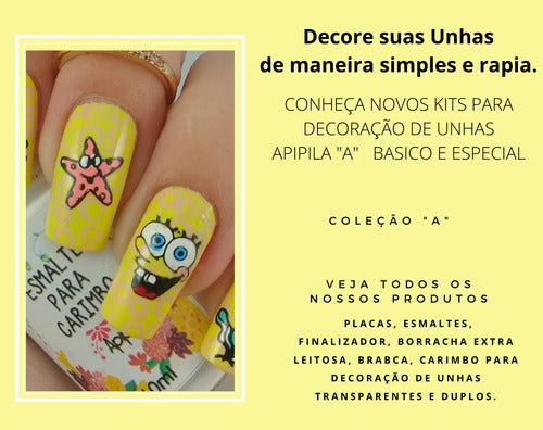 Placa Grande Para Carimbos De Decoração De Unhas Apipila A03 4