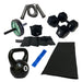 360FitnessElementos Training Kit with Russian Weight 8kg, Dumbbells 5kg, Ankle Weights 2kg, Theraband, Jump Rope, Ab Wheel 0
