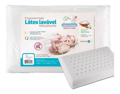 Fibrasca Almohada Infantil De Bebé Latex Lavable Anti Asfixia Algodón 0