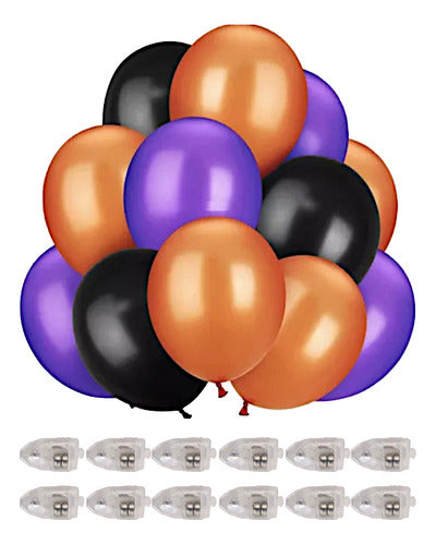 Globos Led Halloween Luminosos X 6 Unidades Deco Cotillón 0