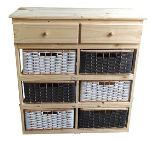 6-Drawer Storage Unit Pine with 6 Wicker Baskets Free Shipping + 2 Pine 1