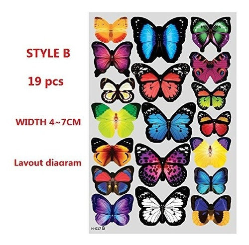 Amaonm® 19 Pcs Extraíble Diy Pvc 3d Mariposa Colorida Pegati 3