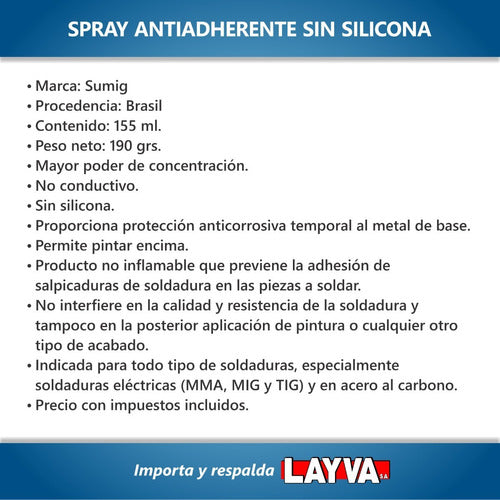 201370 Spray Antiadherente Sin Silicona Sumig Layva Soldar 1