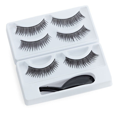 Elf Natural Lash Multipack Set of 3 Pairs False Eyelashes with Applicator Tweezers 0