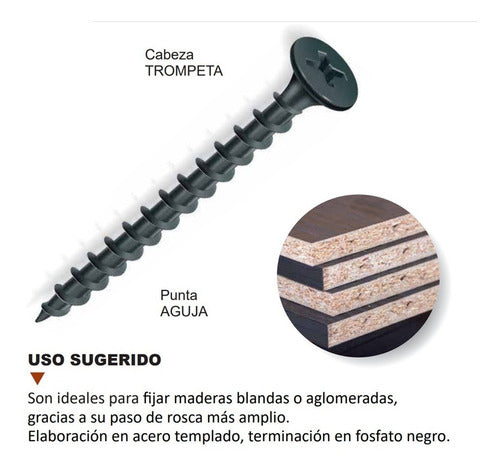 200 Tornillos Drywall Autoperforante 8 X 5/8´´ Paso Grueso 1