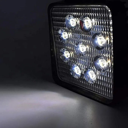 Lux Led Square 9 LED 27W Light Bar Pair Spotlights Ns Jeep 6