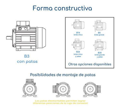 Motor Trifásico 0.25hp 3000rpm B3 Con Patas Uso Continuo 3