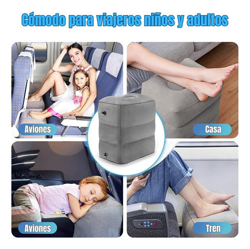 Inflatable Footrest for Travel - Airplane Support for Kids and Adults with Pump 4