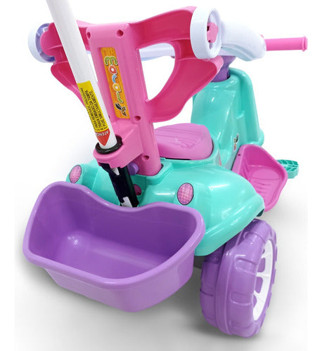 Triciclo Infantil Andador Empurrador Guia Avespa Pink Maral 3