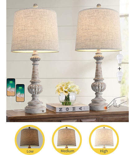 Portres - Set of 2 Adjustable Traditional Table Lamps 4