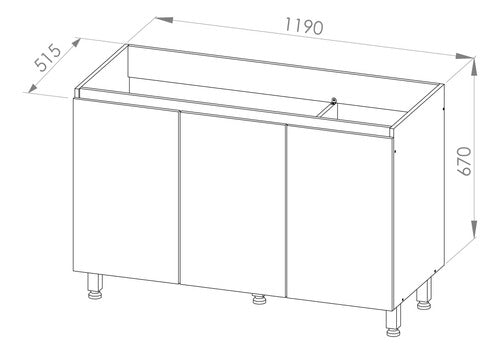 Mueble Bajo Mesada Cocina  120 Cm Moderna Diseño Premium 5