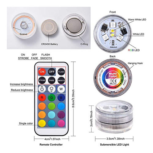 Mini Luces Led Sumergibles Con Control Remoto, Peque 2