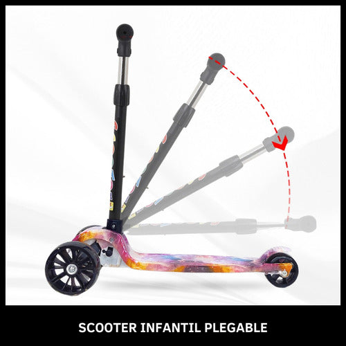 Folding 3-Wheel Kids Scooter with Lights, Adjustable Height 16