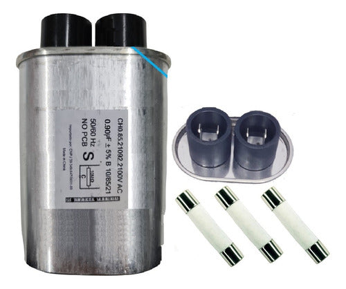 Kit Reparo Microondas Capacitor 0,90uf + 3 Fusivel 20 Amp 0