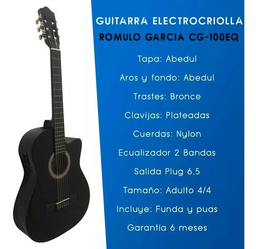 Rómulo García Electrocriolla Guitar CG100EQ + Accessories 1