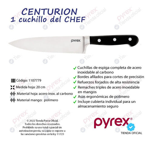 Pyrex Centurion Chef Knife Forged Steel Individual Sheath 1